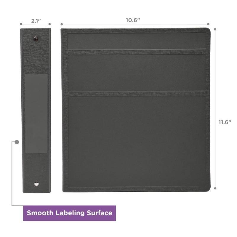 Carstens 1.5-Inch Heavy Duty 3-Ring Binder - Side Opening, Charcoal Gray, Durable Plastic, Precision No-Gap Rings, Waterproof Cover, No Pockets, Holds 250 Sheets, BPA-Free, Made in USA (2042-3R) - Image 3